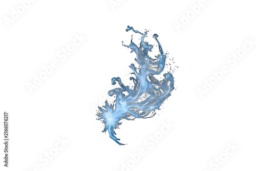 Abstract ethereal blue smoke plume on black background