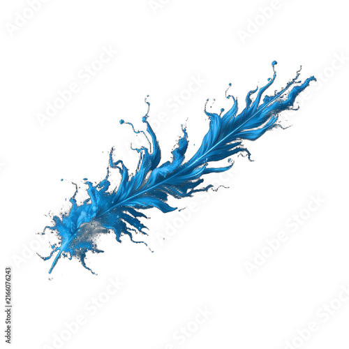 Abstract blue liquid splash feather on black background