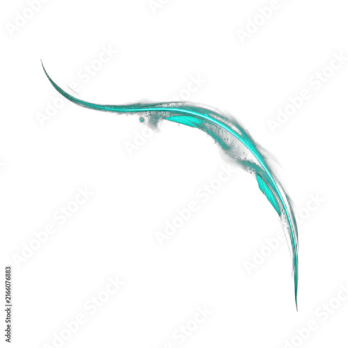 Abstract flowing cyan light wave on black background