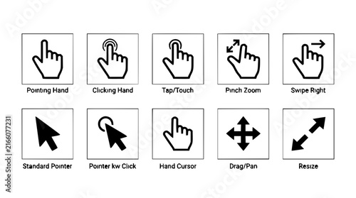 Hand gesture icons set with flat design featuring thumbs up, OK sign, peace, high five, and wave with fingers pointing and crossed arms