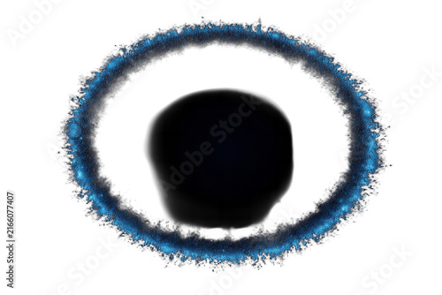 Abstract glowing blue energy ring on black background