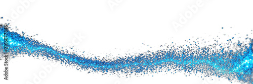 Abstract blue light particles wave flowing on black background