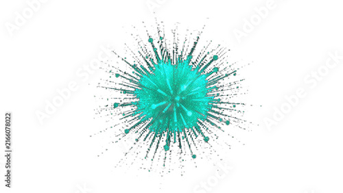 Abstract cyan particle explosion on black background