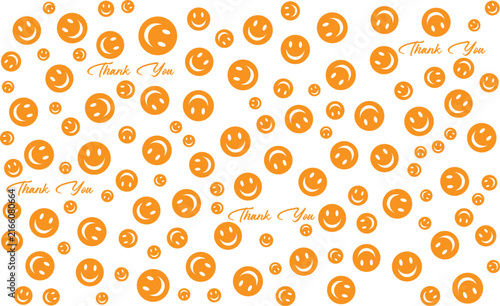 Orange Smiley Face And Thank You Pattern On Black Background