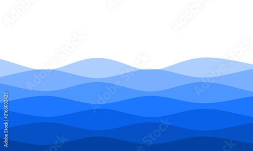 Ocean water wave vector illustration in minimal papercut style, Border, Frame, Template Element, PNG. Blue wave design for modern web design, corporate presentations, banners, wallpaper graphics. 