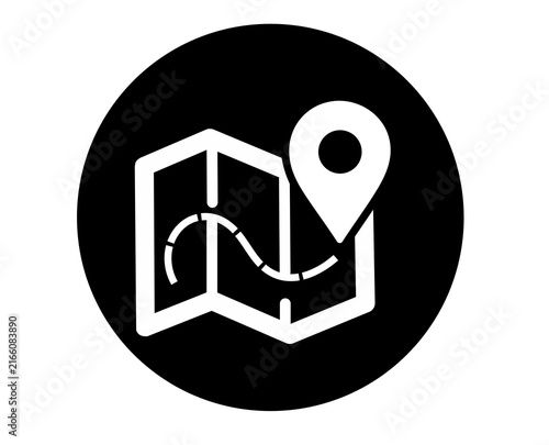 Map route navigation UI icon vector for travel direction and journey guide