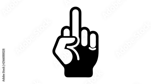 Middle Finger Hand Gesture - Black Silhouette Vector Icon