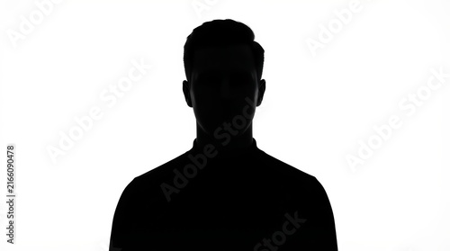 Unknown man silhouette icon isolated on white.