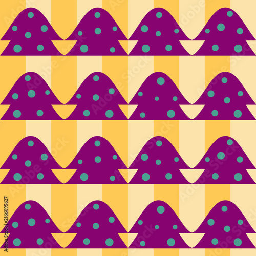Retro Geometric Hill Pattern with Polka Dots