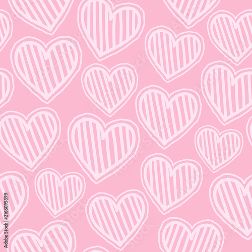 Pink Striped Heart Seamless Pattern Cute doodle 