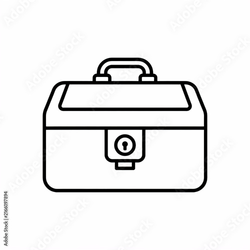 Safe cash box lockbox storage container line icon