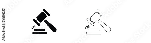 Judge gavel hammer vector icon set auction law justice courtroom decision concept graphic element isolated