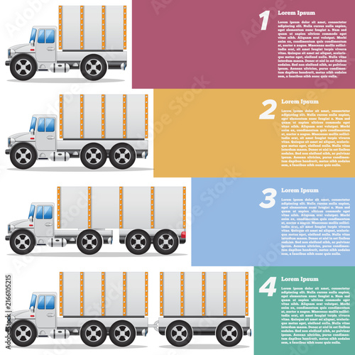 Cargo transportation. Side view. The template for the presentation. Vector illustration.