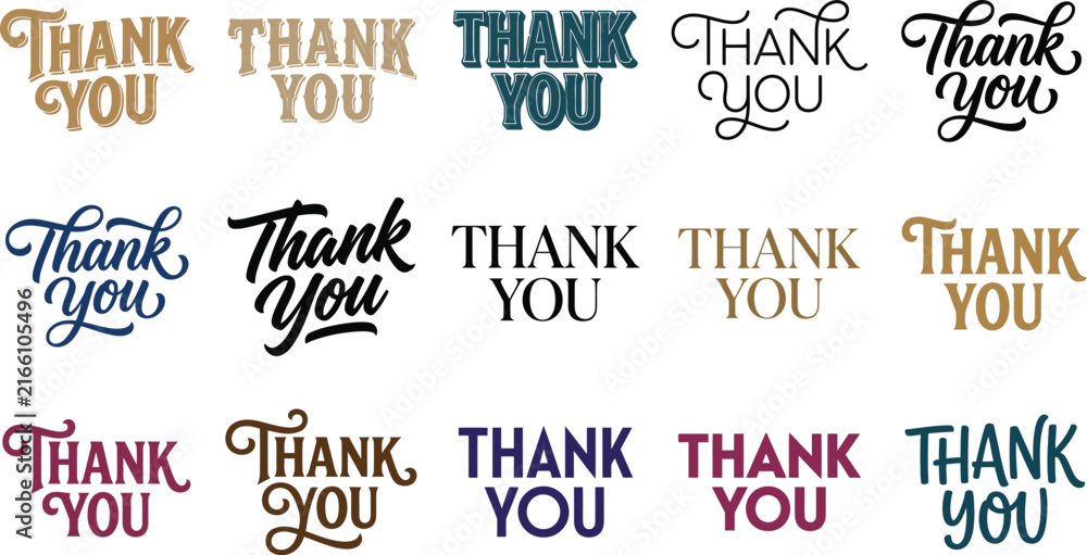 Obraz premium Handwritten thank you message repeated in colorful text on paper Vector