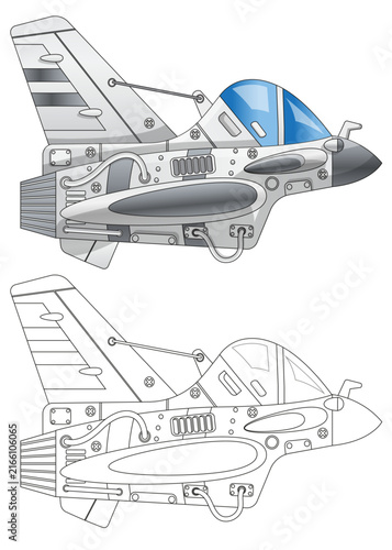 Military aircraft. Fighter. Isolated on white background. Vector illustration.