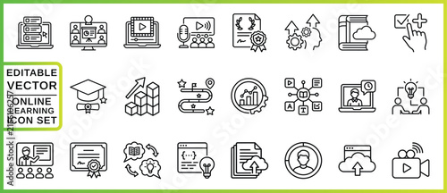 Online Learning Icon Set Vector Illustrations On White Background