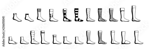 Sock set with various styles featuring ankle socks, knee-high socks, patterned socks, striped socks and textured socks