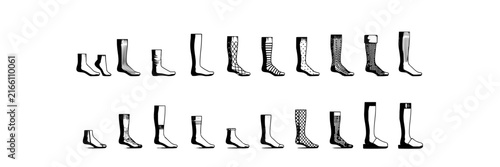 Sock set with various styles featuring ankle socks, knee-high socks, patterned socks with ribbed texture and cable knit and argyle designs
