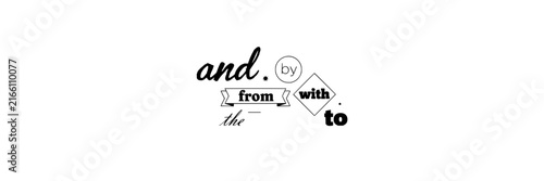 Text elements set with handwritten lettering featuring script, typography, and arrows with banners and diamonds