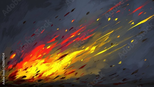 Fiery, abstract landscape