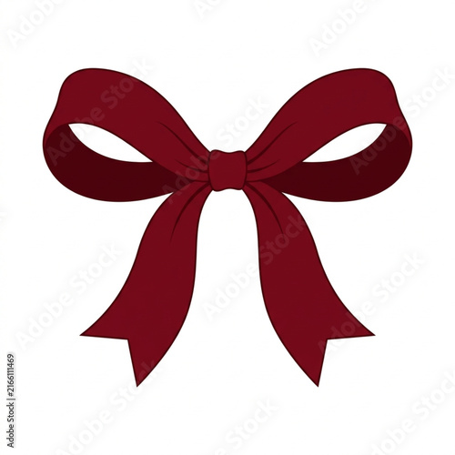 Elegant Red Ribbon Bow Isolated on White Background