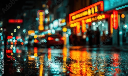 Night city street, rain