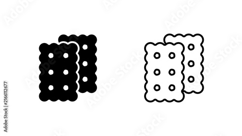 Rectangular cracker glyph and outline icon biscuit baked snack.