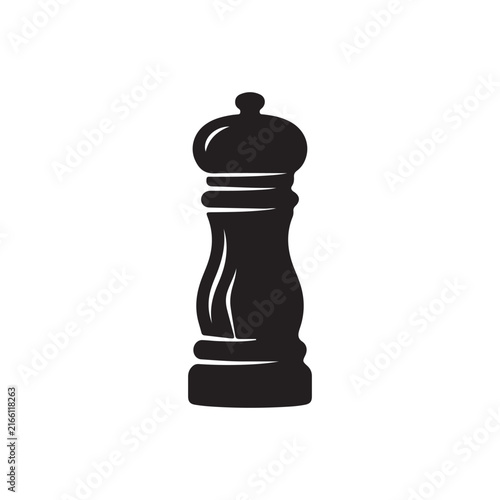 Pepper mill seasoning silhouette icon vector flat design on white background