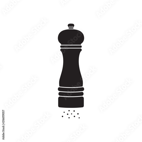 Pepper mill seasoning silhouette icon vector flat design