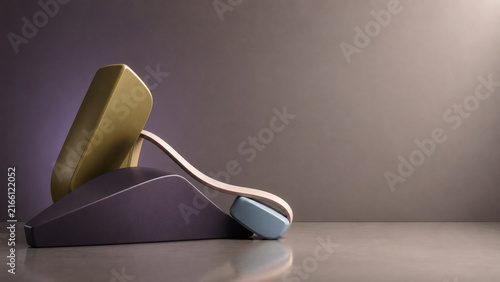 Abstract geometric sculpture with diagonal motion and minimalist modern design elements.