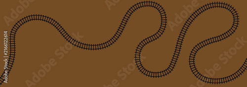 Railway train track vector route. rail pattern curve railroad path icon. Collection of railroad segments. Rail road elements top view. Train track straight and waved lines isolated