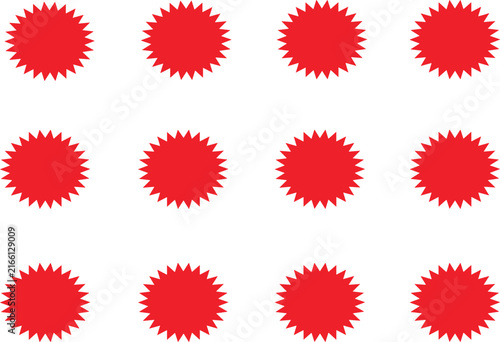 ```Title
Red Spiky Burst Badge Pattern Collection
```
