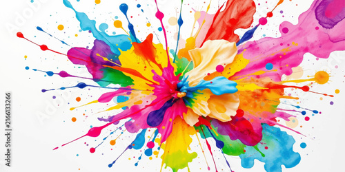 Abstract Colorful Paint Splashes and Watercolor Grunge Background with Vibrant Ink, Artistic Patterns, Decorative Texture and Creative Design Elements
