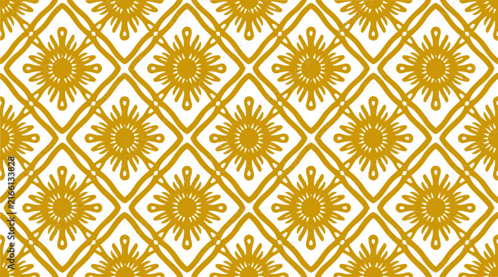 Fototapeta premium Golden Sunburst Diamond Pattern on White Background Decorative Geometric Design