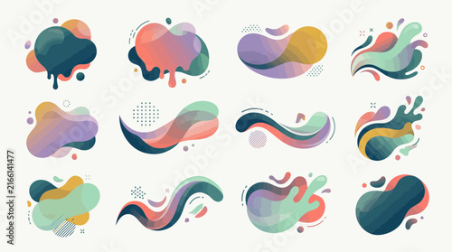 Abstract fluid shapes and organic liquid blobs set for modern web design and marketing graphics