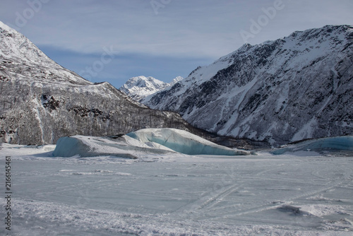 Ice frozen in lake in Alaska