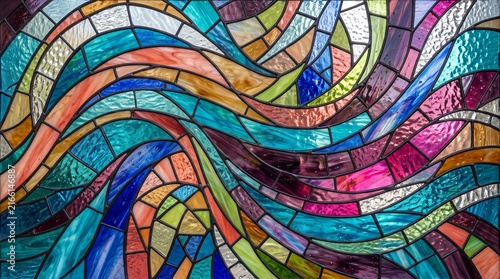 Abstract Flowing Stained Glass Mosaic Background 16:9