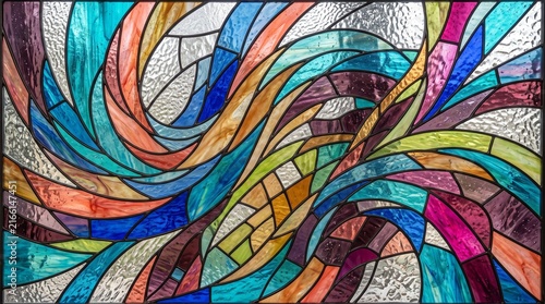 Abstract Flowing Stained Glass Mosaic Background 16:9