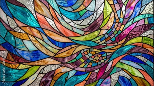 Abstract Flowing Stained Glass Mosaic Background 16:9