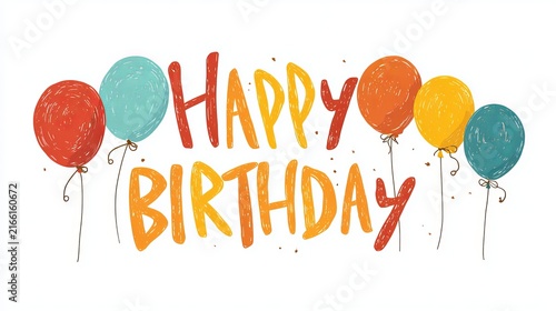 Happy birthday vector illustration with colorful balloons and celebration