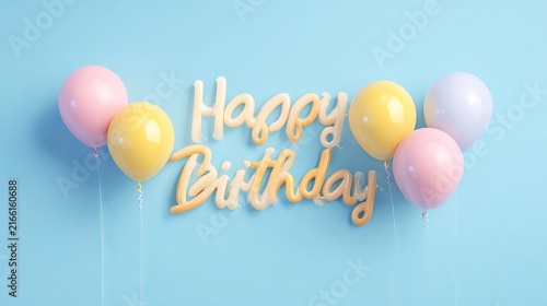 Happy birthday vector illustration with colorful balloons and celebration