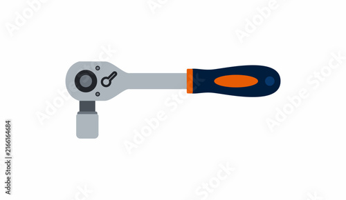 Ratchet Wrench Tool Vector Illustration Isolated on White Background Socket Spanner Hand Tool for Repair and Maintenance