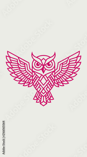 Detailed pink geometric owl wings logo symbol