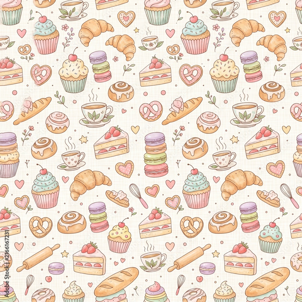 Seamless pattern with coffee cups