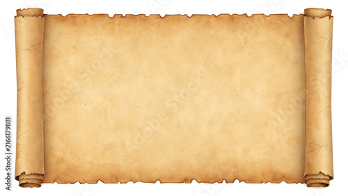 Old vintage paper scroll isolated on white background