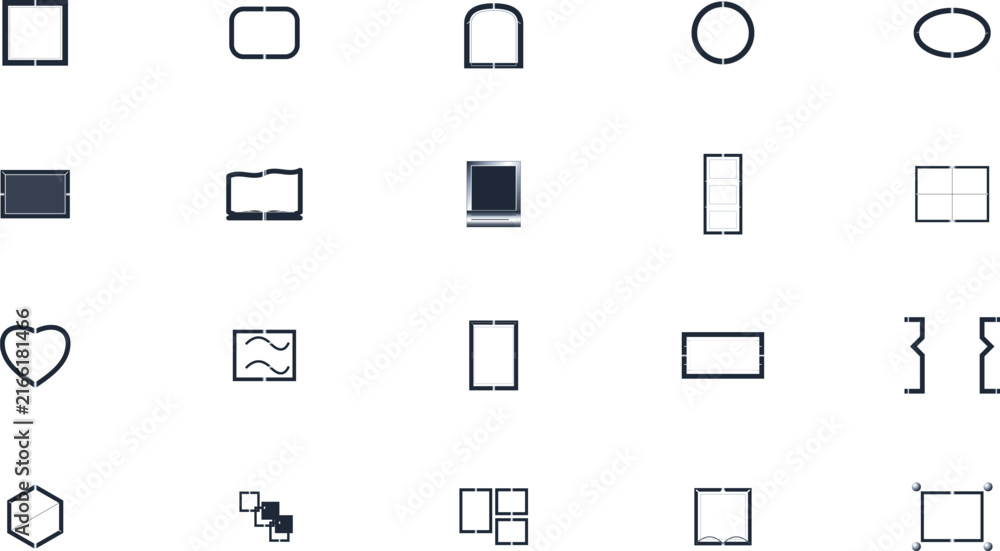 Fototapeta premium A comprehensive vector bundle set featuring various stencil frame and border shapes.