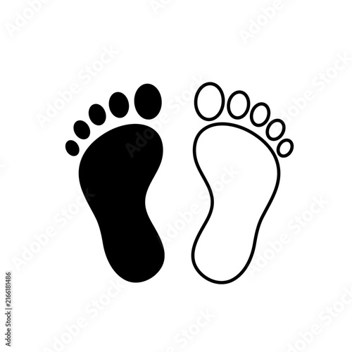  Footprints icon set.Human bare feet steps and travel symbol vector on white background.	