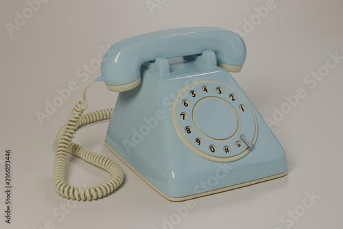Pastel Blue Vintage Rotary Telephone – Angled View