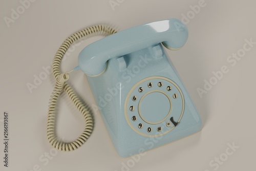 Pastel Blue Rotary Telephone – Top Angled View