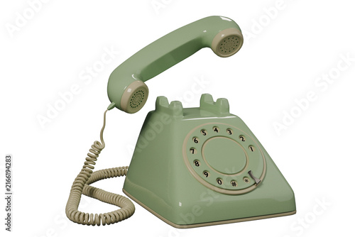 Mint Green Retro Rotary Telephone – Isolated PNG